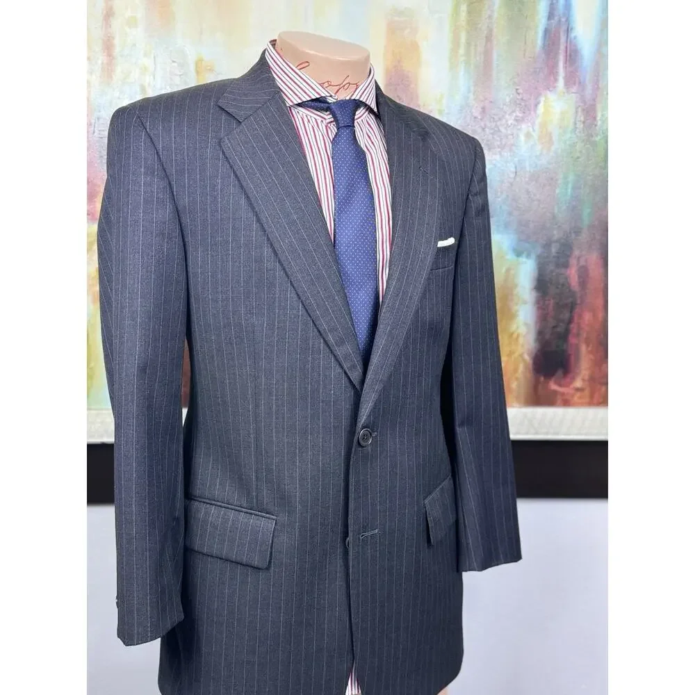 Brooks Brothers Mens Charcoal Gray Pinstripe 2 Piece Suit 40R Pant 35/29